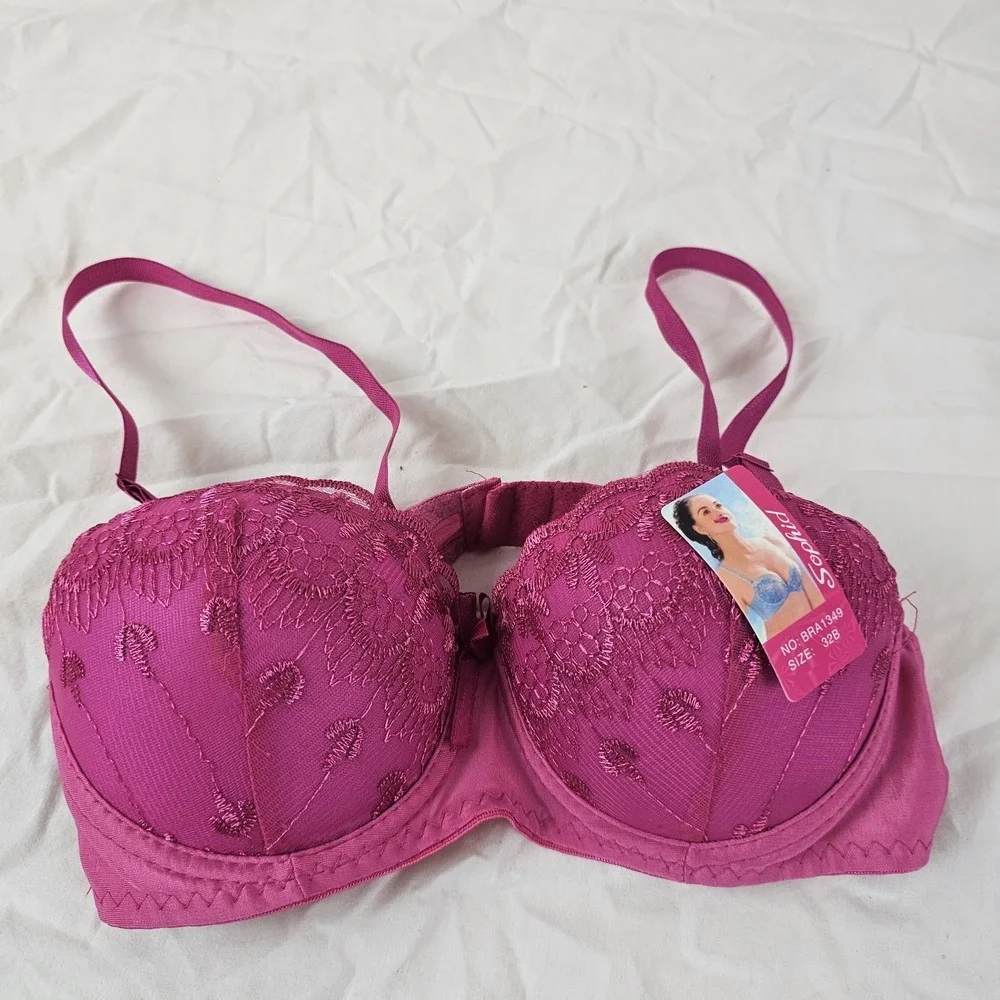 Sophid NWT Womens Lace Padded Bra Size 32B Hot Pink